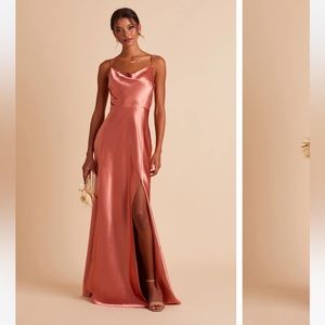 NWT $99 Birdy Grey LISA LONG DRESS SATIN TERRACOTTA Size SMALL